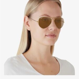 Ray-Ban Gold Frame Sunglasses with Brown Lenses